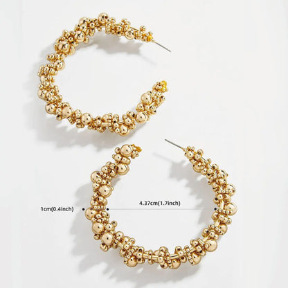 Hooped Earrings - Beaded Gold