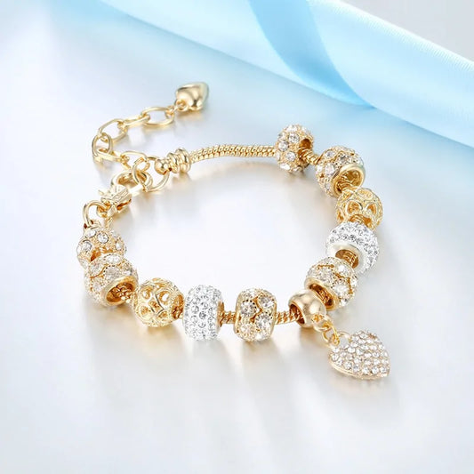 Gold Heart Charm Bracelets by Lilaara