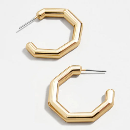 Minimalistic Earrings Collection - Golden Hex Hoops