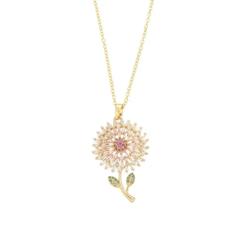 Everlasting Pink Sunflower Pendant