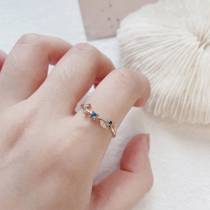 Korean Heart Crystal Flower Rings