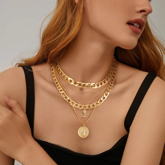 Gold layered stacked coin pendant