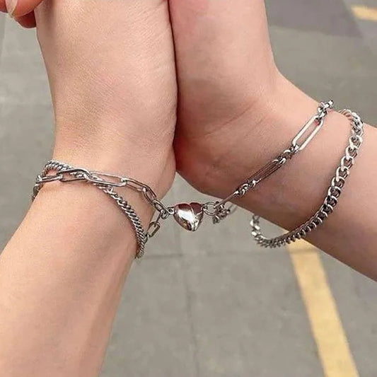 Magnetic Heart Couple's Bracelet Set