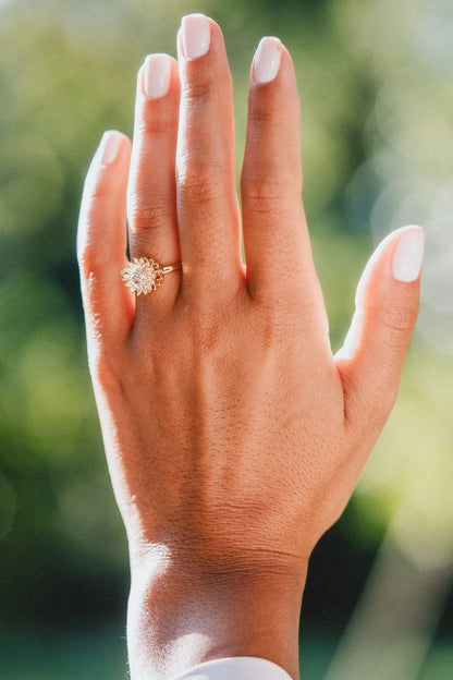 Crystal Studded Sunflower Ring