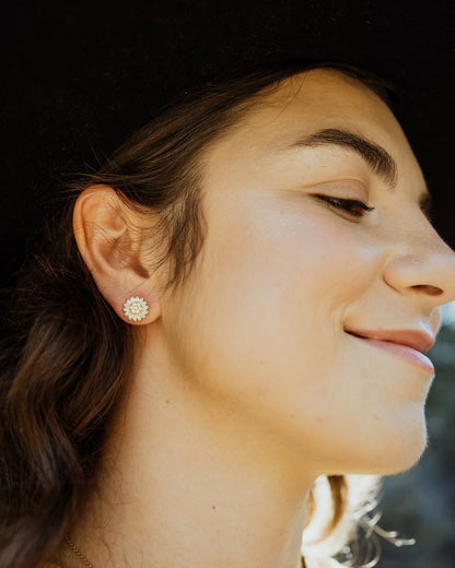 Crystal Studded Sunflower Earrings