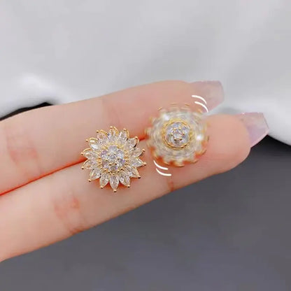 Crystal Studded Sunflower Earrings