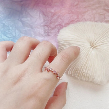 Korean Heart Crystal Flower Rings