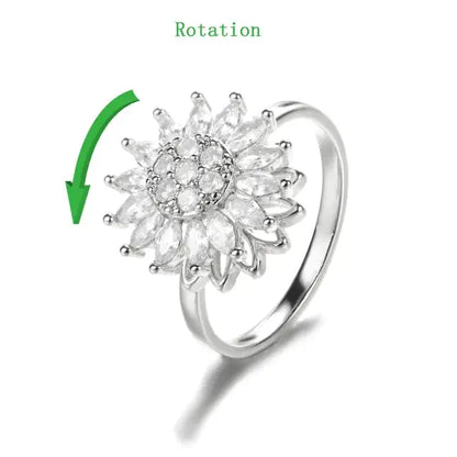 Crystal Studded Sunflower Ring