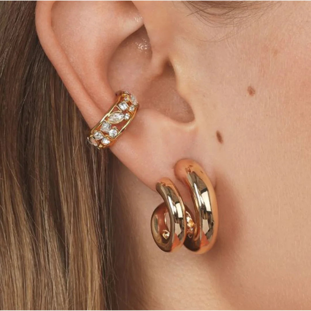 Double hooped Earrings - Gold