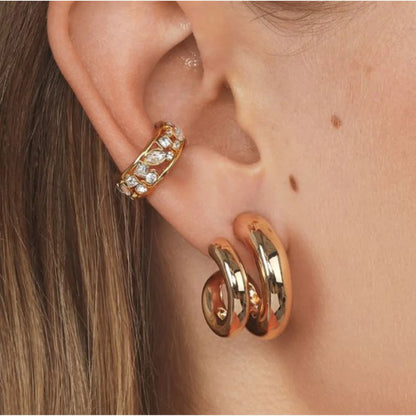 Double hooped Earrings - Gold